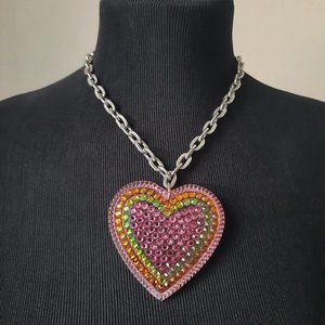 Tarina Tarantino Big Love Pave Watermelon Heart Necklace